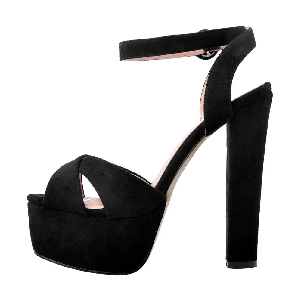 Crisscross Platform Buckle Sandals with Peep Toe for Women