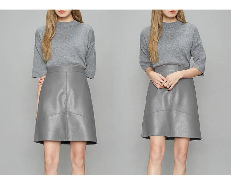 Woman Skirts Elegant 2025 New Fashion Korean Style Genuine Real Leather Skirts High Waist Mini Skirt Womens