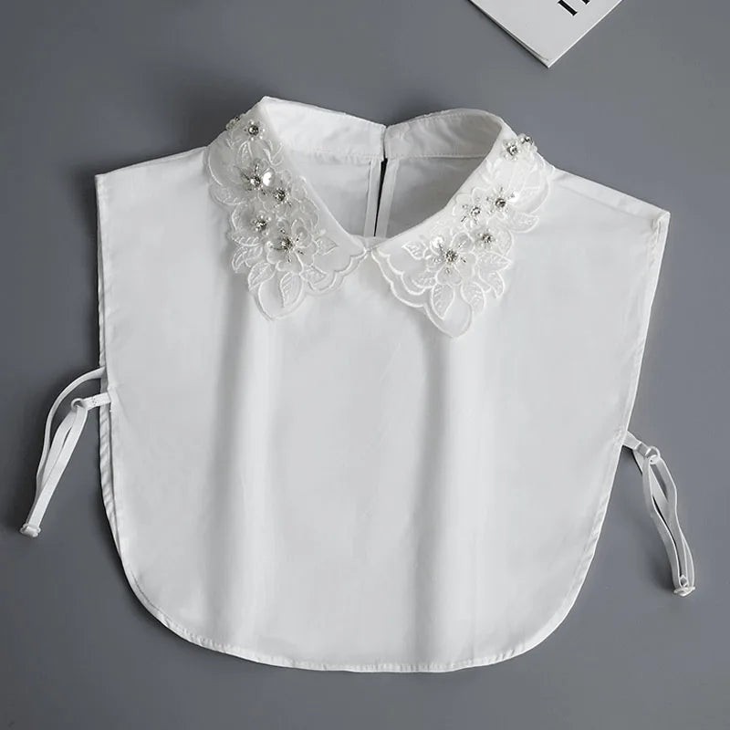 White Fake Collar Shirt Women Shawl Detachable Shirt Collar Lace False Collar Lapel Blouse Women Clothes Accessories Faux Col