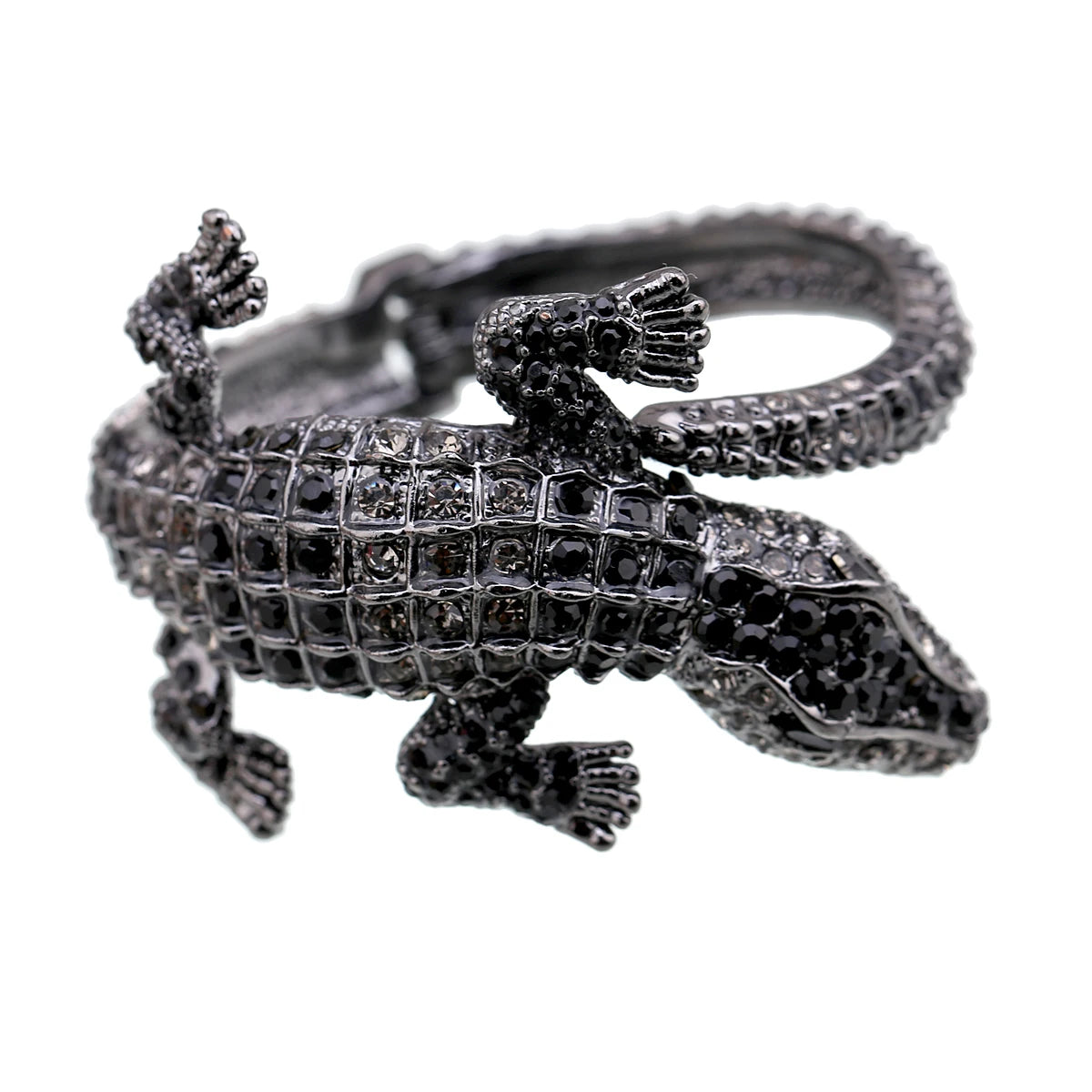 Vintage Crocodile Rhinestone Cuff Bracelet for Women