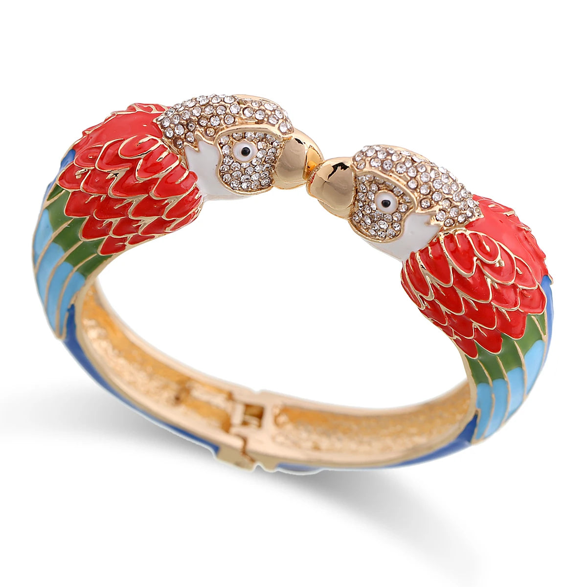 Statement Double Macaw Enamel Cuff Bracelet for Women