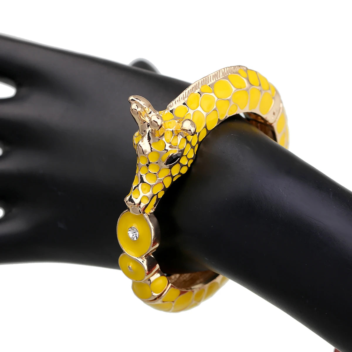 Gold Plated Zebra Enamel Statement Cuff Bracelet for Women