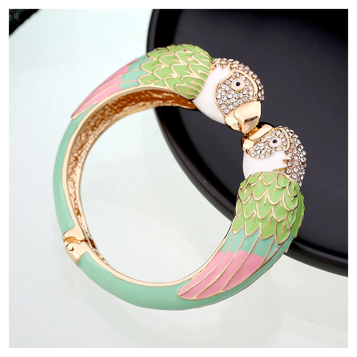 Statement Double Macaw Enamel Cuff Bracelet for Women