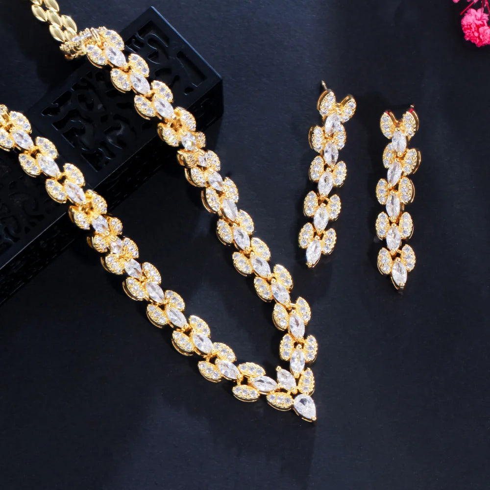 Marquise Leaf Cubic Zirconia Jewelry Set