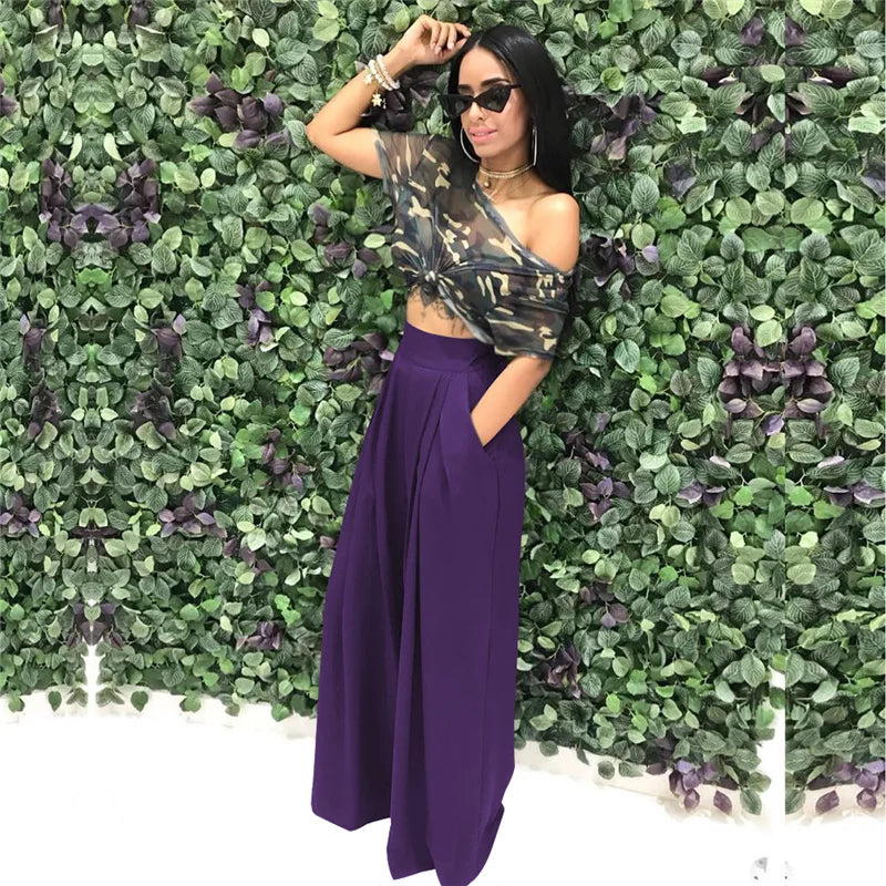 Pleated Front Palazzo Pants