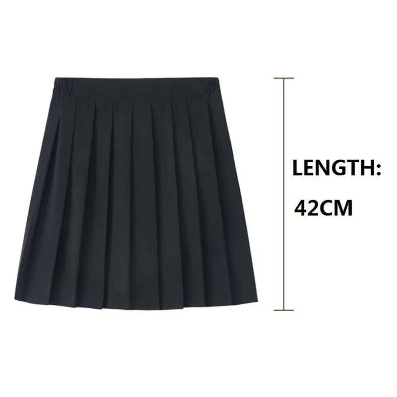 Preppy Black XS - 5XL Pleated Mini Skirt Short Women Summer Autumn Uniform High Waisted Skirts Knee Length Saia Feminina