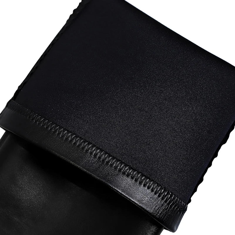Black Leather Stiletto Over The Knee Boots for Women
