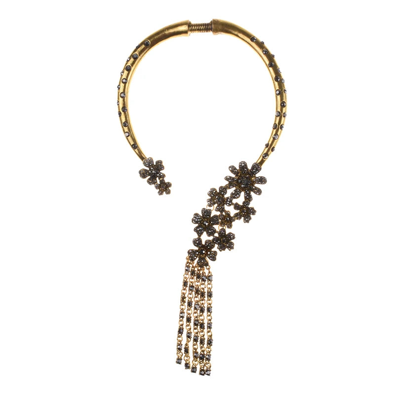 Green Crystal Open Collar Choker Necklace for Women