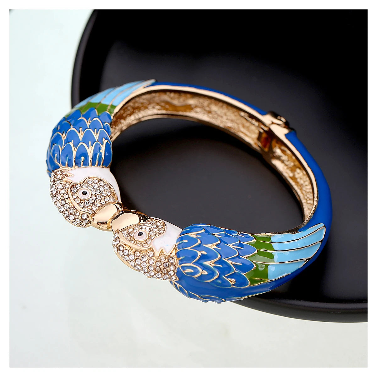 Statement Double Macaw Enamel Cuff Bracelet for Women