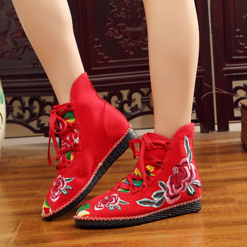 Vintage Floral Canvas Wedge Boot