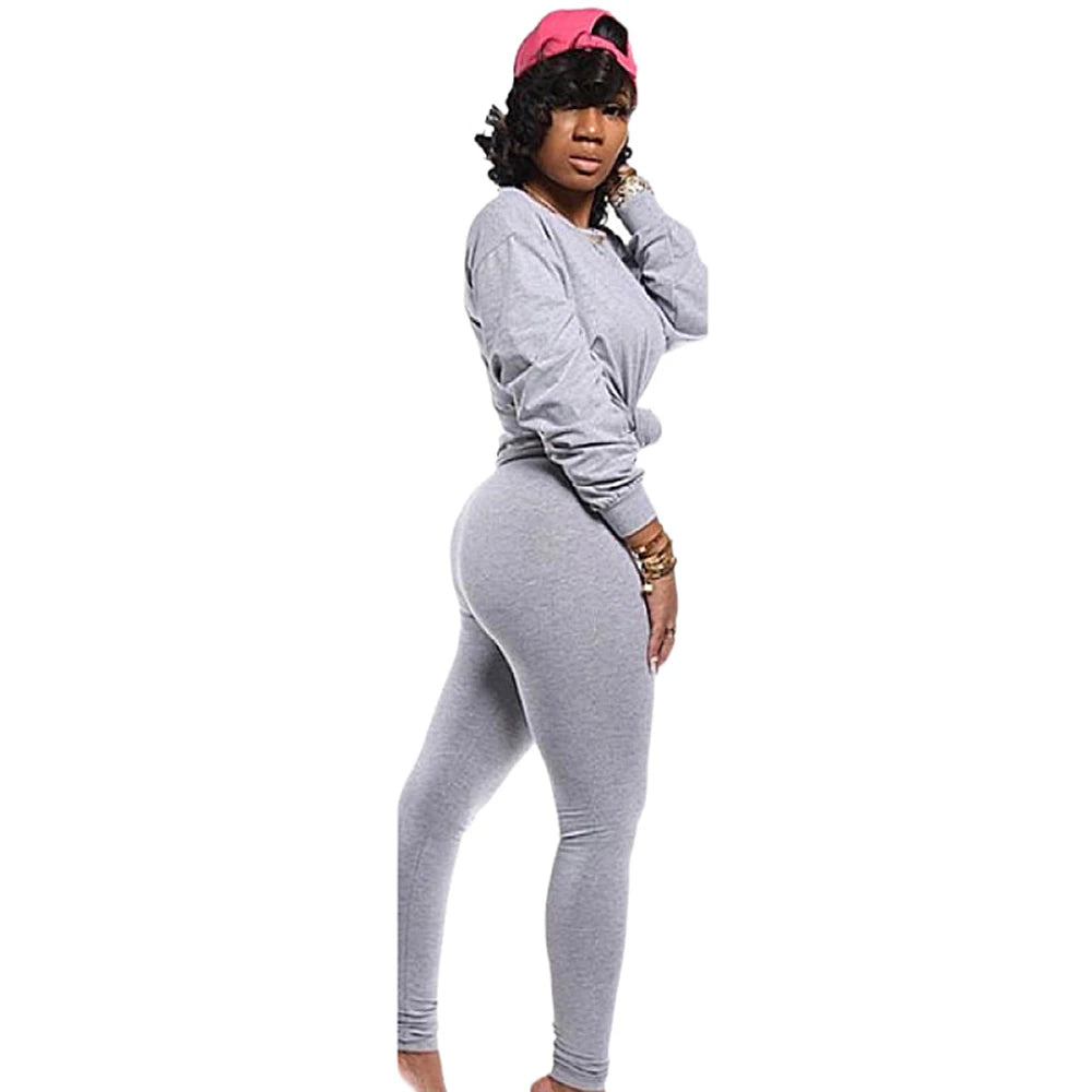 Casual Knit Sweater Top and Pencil Pants Set for Women