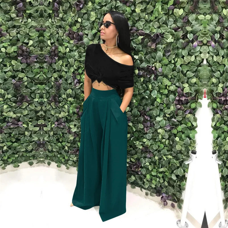 Pleated Front Palazzo Pants