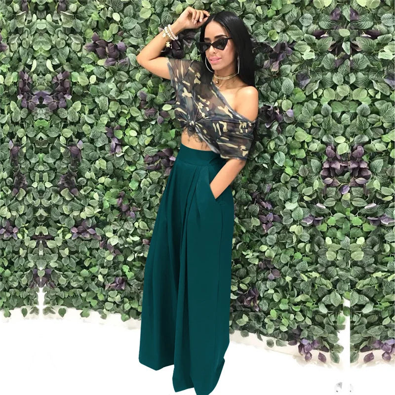 Pleated Front Palazzo Pants