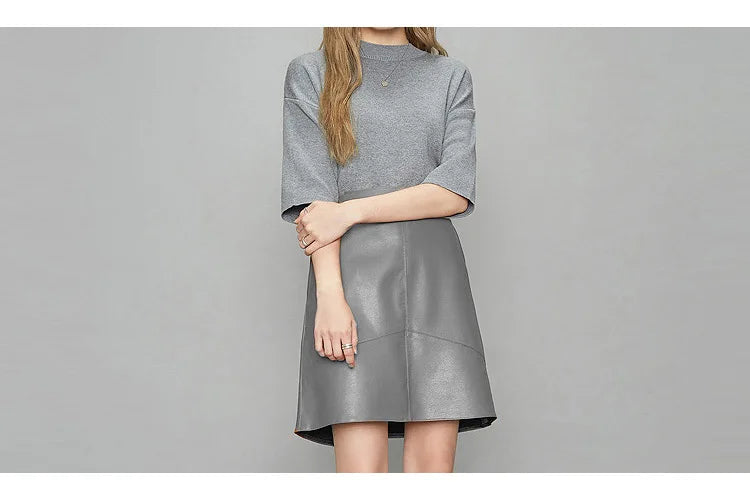 Woman Skirts Elegant 2025 New Fashion Korean Style Genuine Real Leather Skirts High Waist Mini Skirt Womens