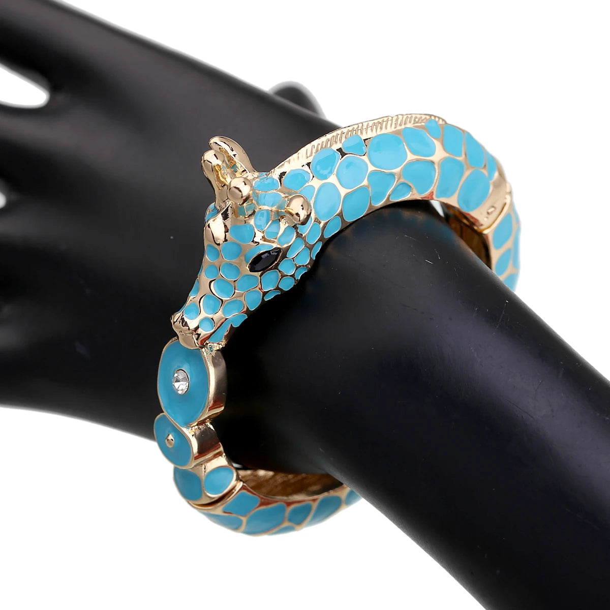 Gold Plated Zebra Enamel Statement Cuff Bracelet for Women