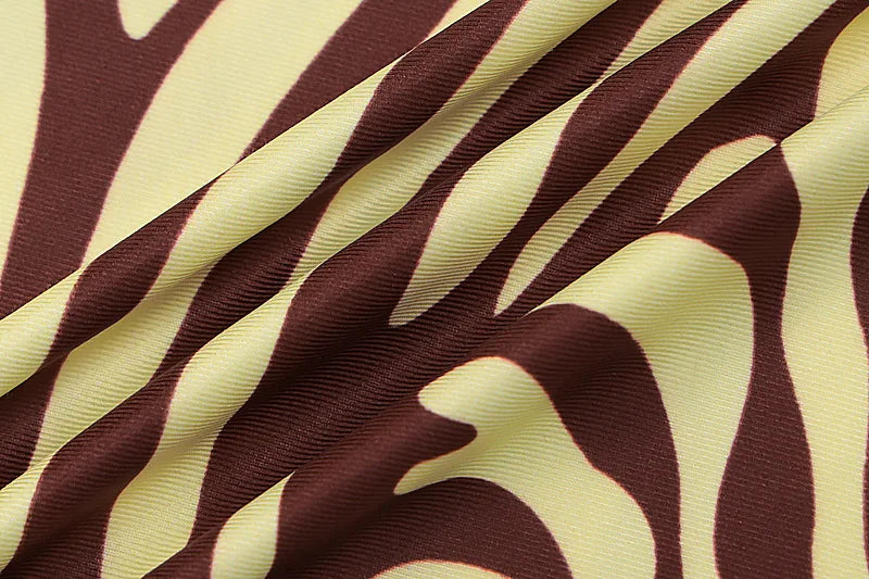 Zebra Print Hollow Out Bodycon Midi Dress for Women