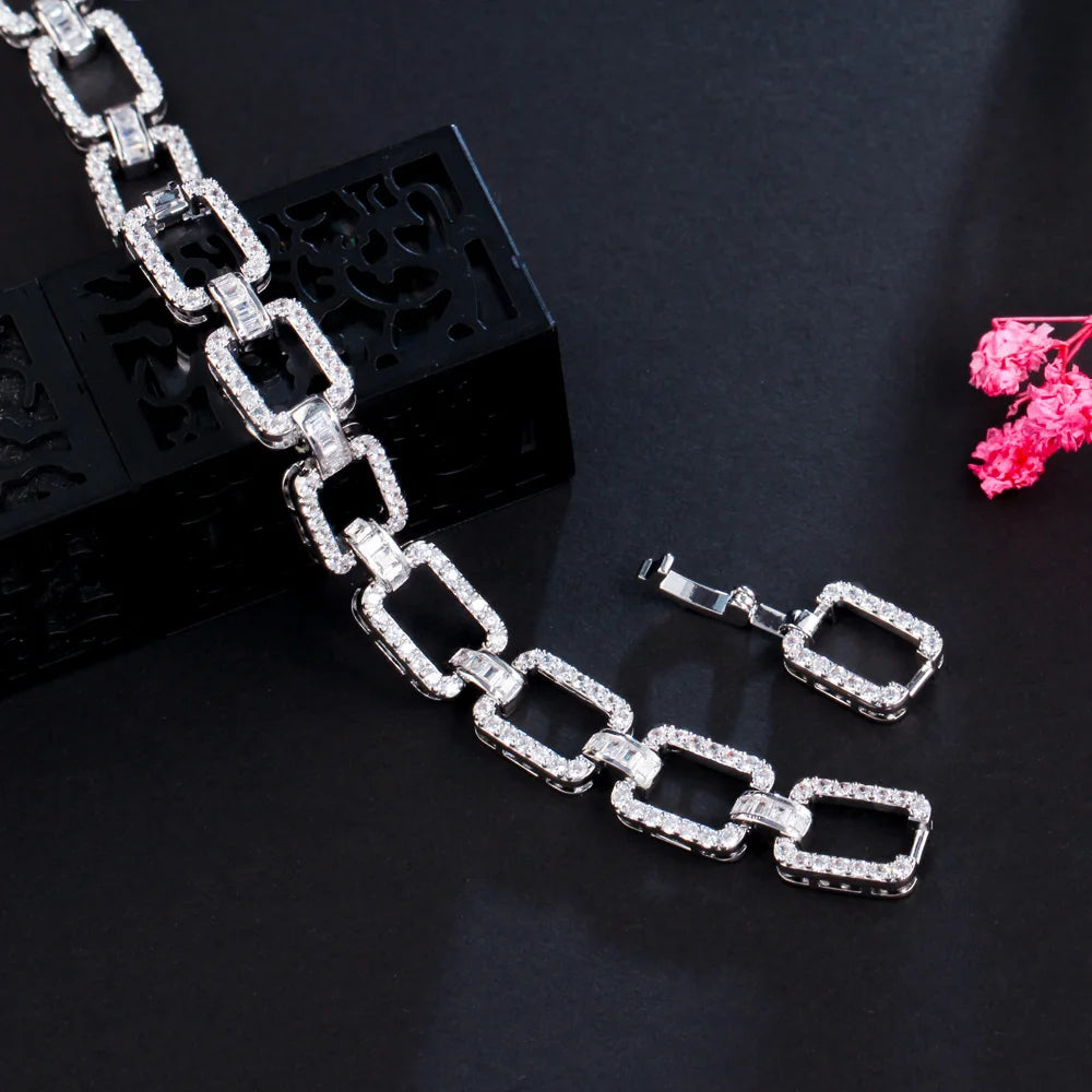 Gold Cubic Zirconia Cuban Link Bracelet