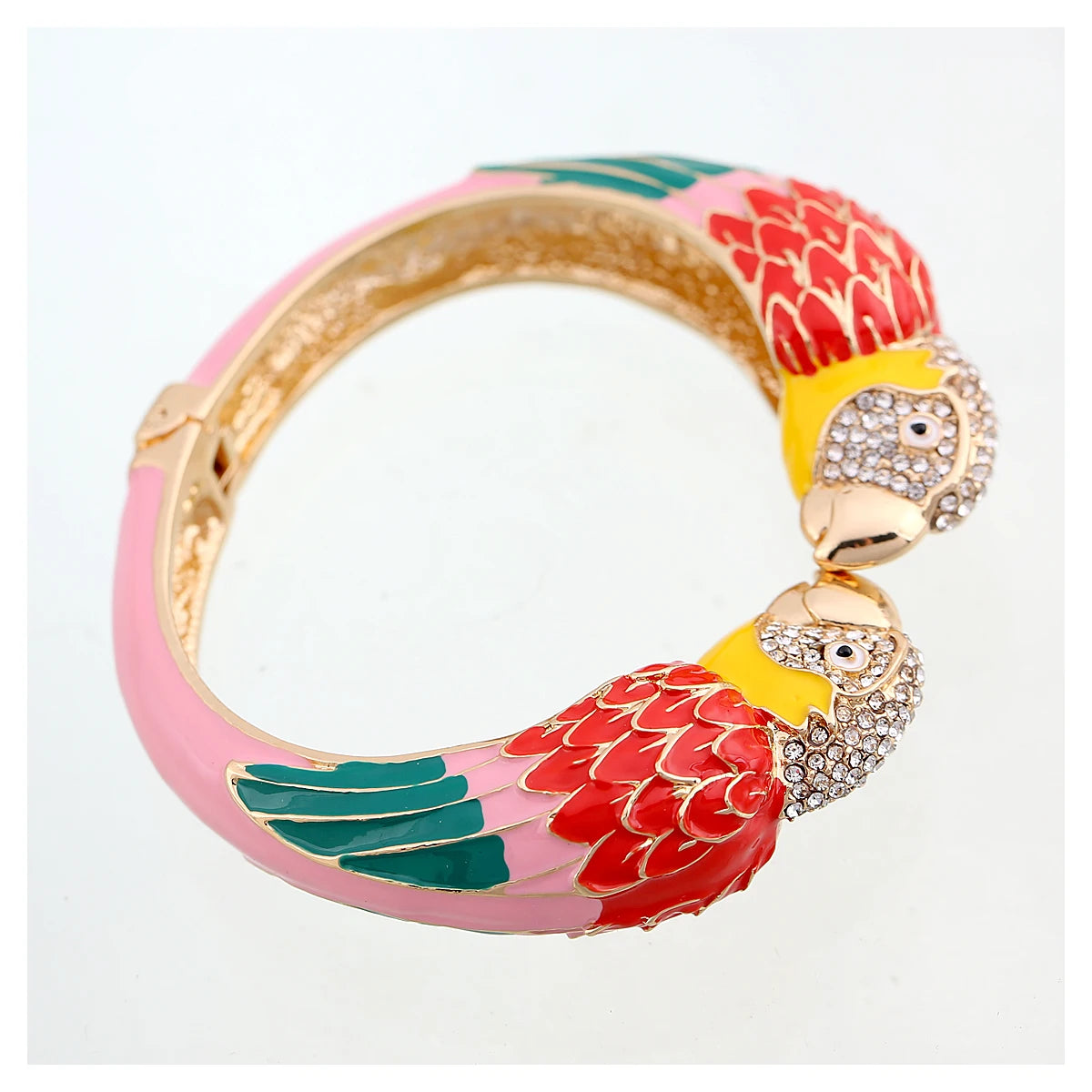 Statement Double Macaw Enamel Cuff Bracelet for Women