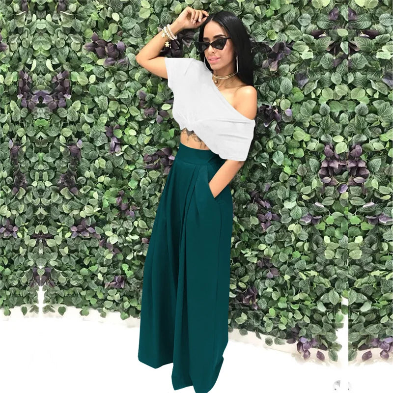 Pleated Front Palazzo Pants