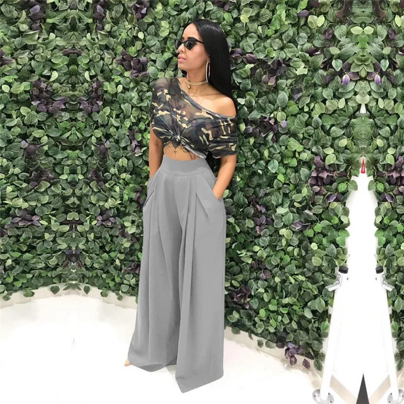Pleated Front Palazzo Pants