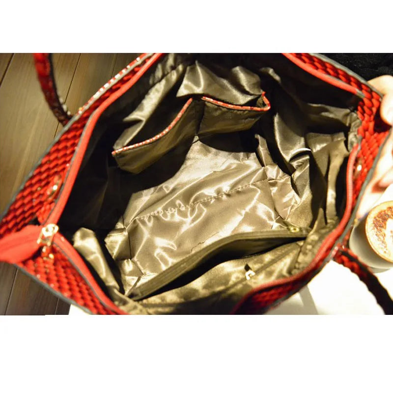 Rhinestone Patent Leather Crossbody Handbag for Women