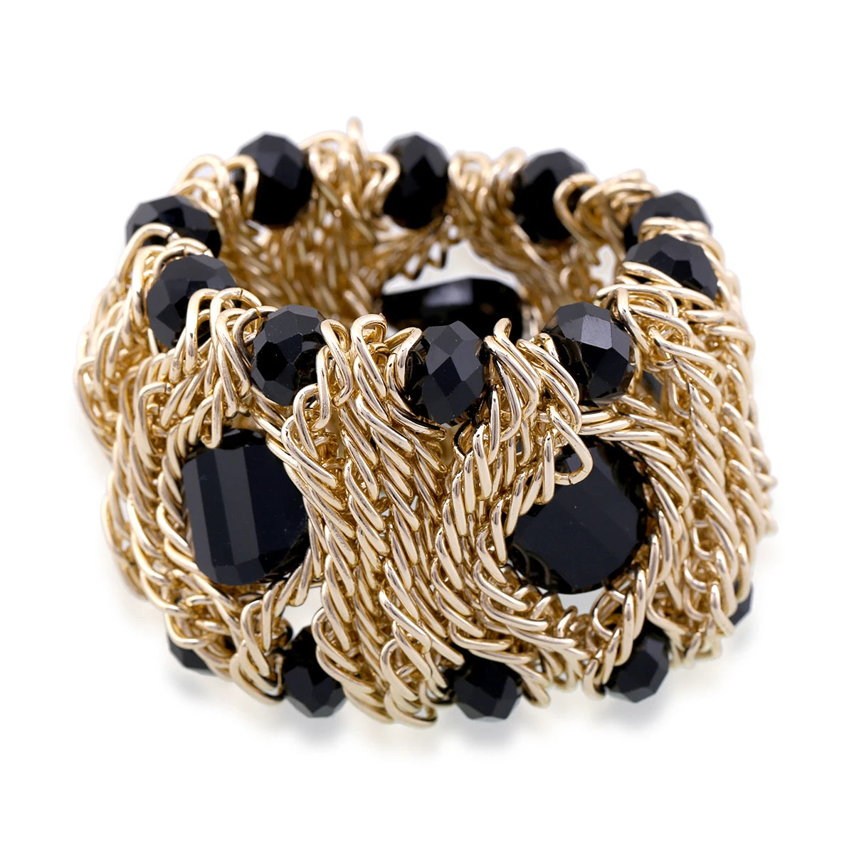 Beaded Crystal Statement Elastic Bracelet for Women
