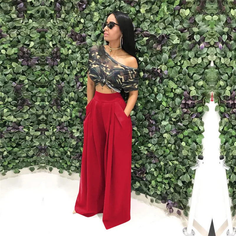 Pleated Front Palazzo Pants