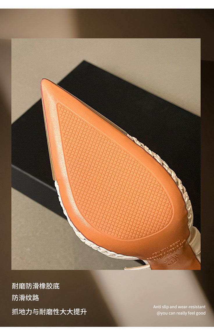Woven Pointed Toe Slim Stiletto Heel Sandals for Women