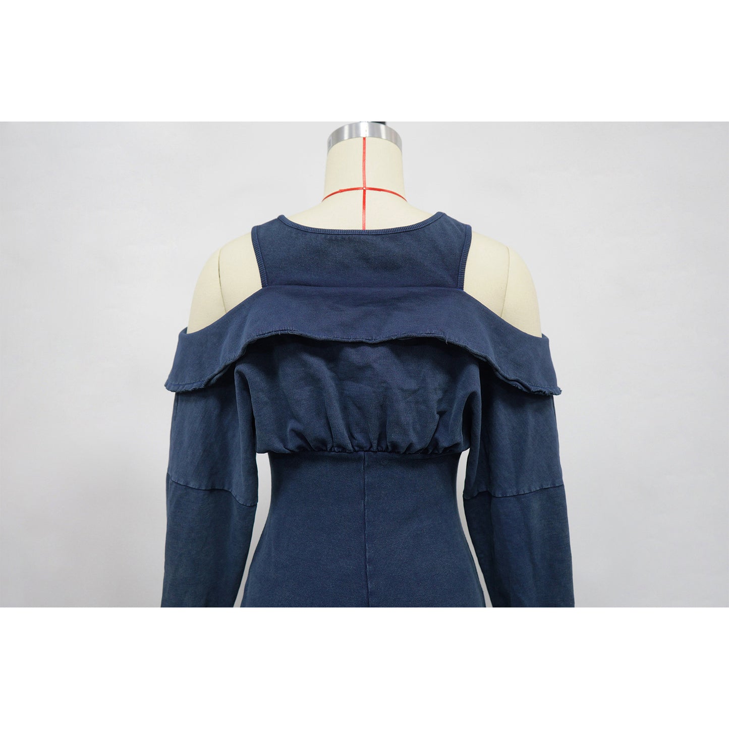 CM.YAYA Fashion Women Knit Ribbed Long Sleeve Moto Biker Jumpsuits Strap Autumn Washed Streetwear Slim One Piece Suit Romper