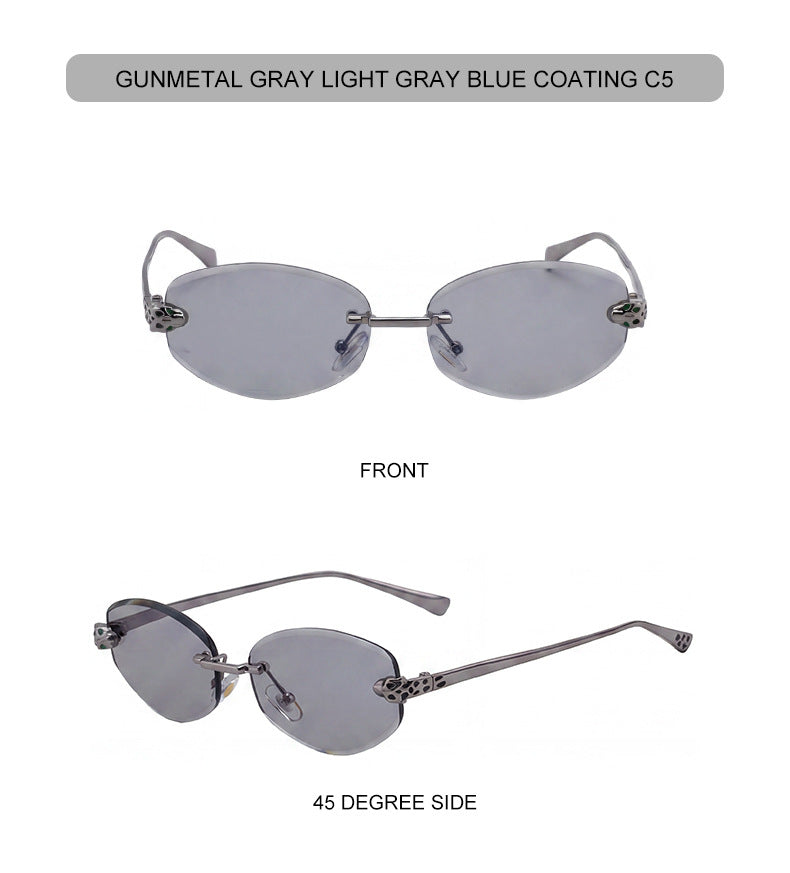 Gold Rimless Hexagon Sunglasses