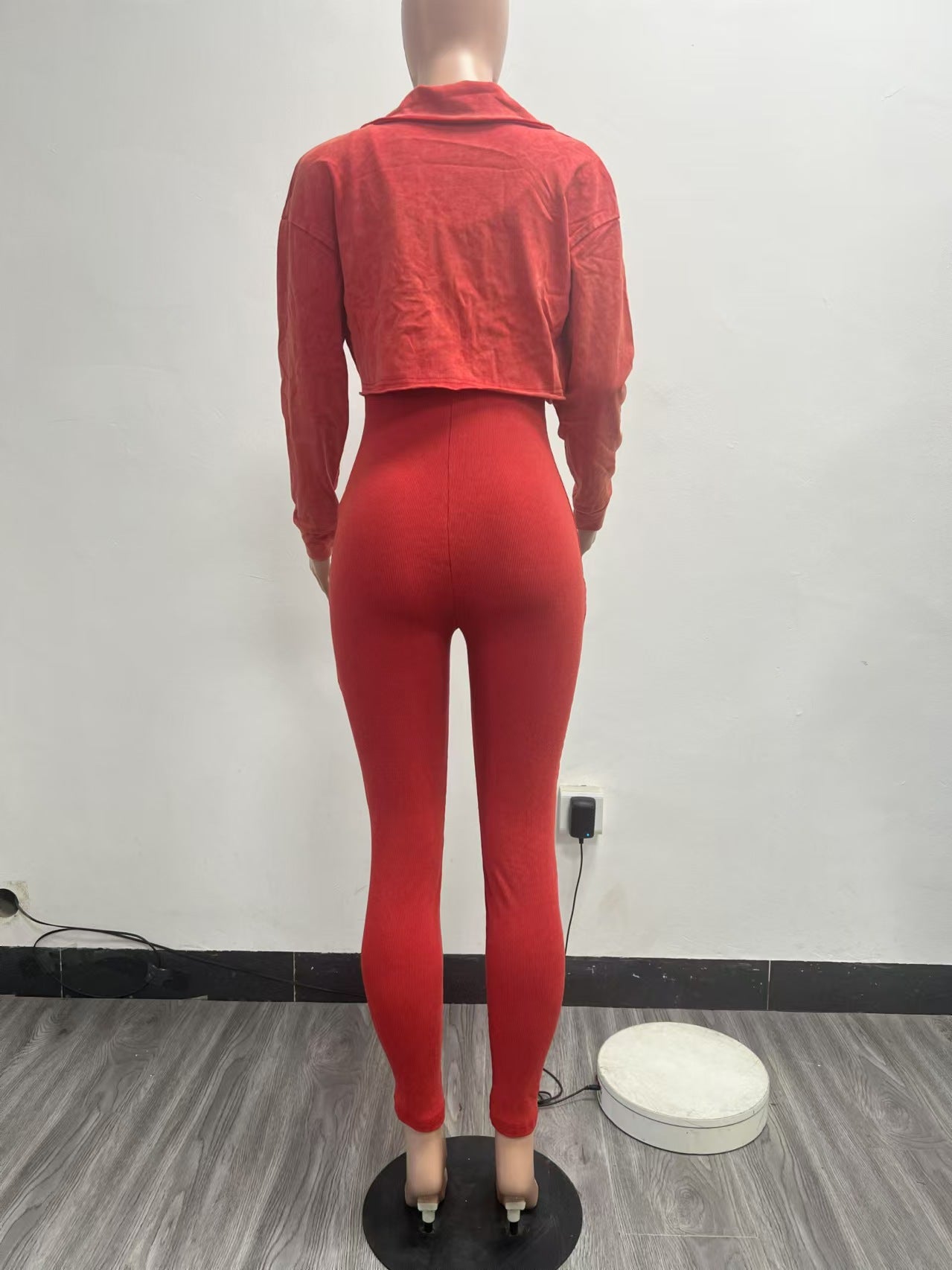 Washed Fabric Two Piece Knit Set