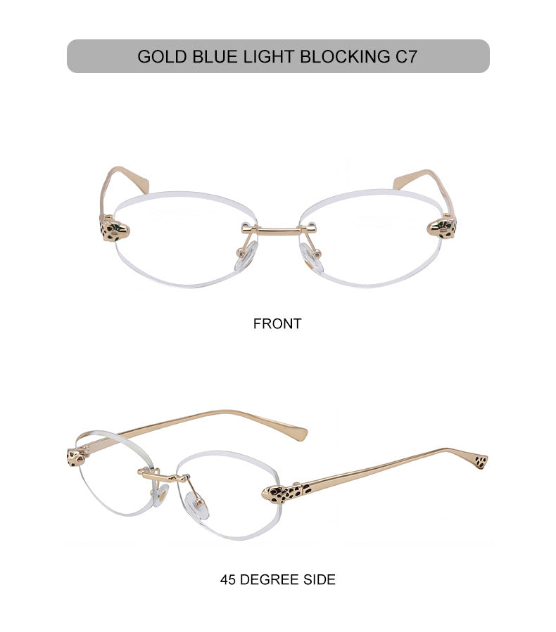 Gold Rimless Hexagon Sunglasses