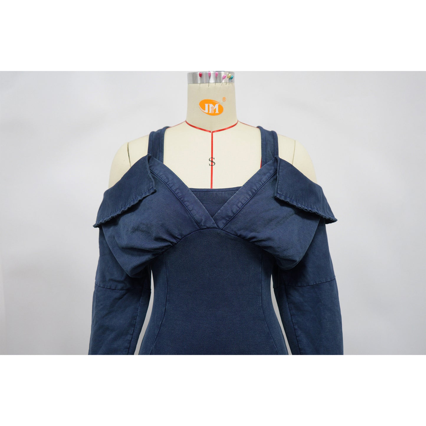 CM.YAYA Fashion Women Knit Ribbed Long Sleeve Moto Biker Jumpsuits Strap Autumn Washed Streetwear Slim One Piece Suit Romper