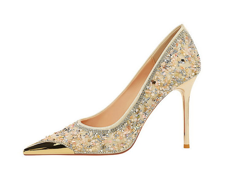 Rhinestone Pointed Toe Stiletto High Heel Pumps for Women