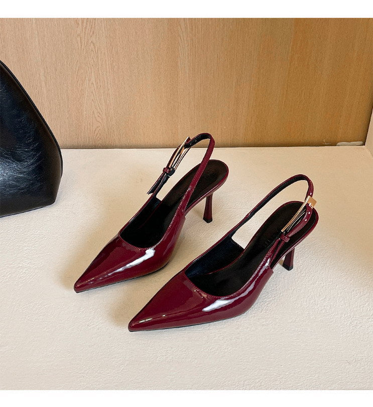 Patent Leather Buckle Strap High Heel Pumps for Women