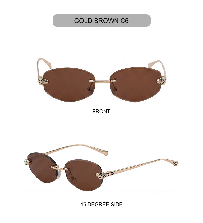 Gold Rimless Hexagon Sunglasses