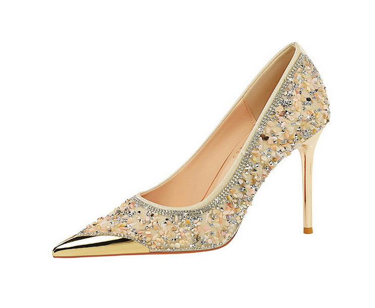 Rhinestone Pointed Toe Stiletto High Heel Pumps for Women