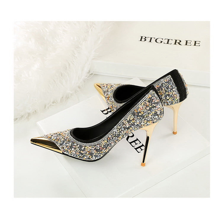Rhinestone Pointed Toe Stiletto High Heel Pumps for Women