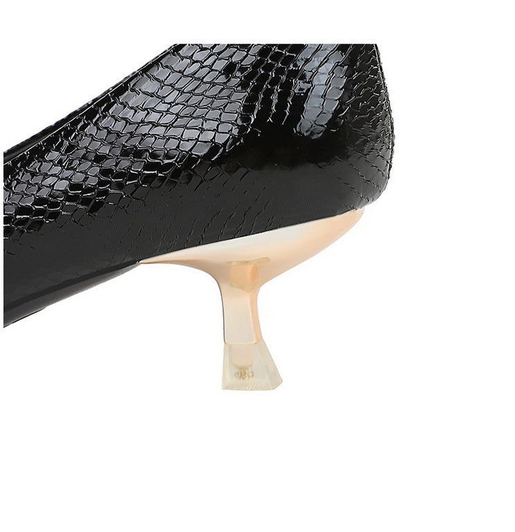 Sequin Snake Pattern Pointed Toe Kitten Heel Pumps for Women