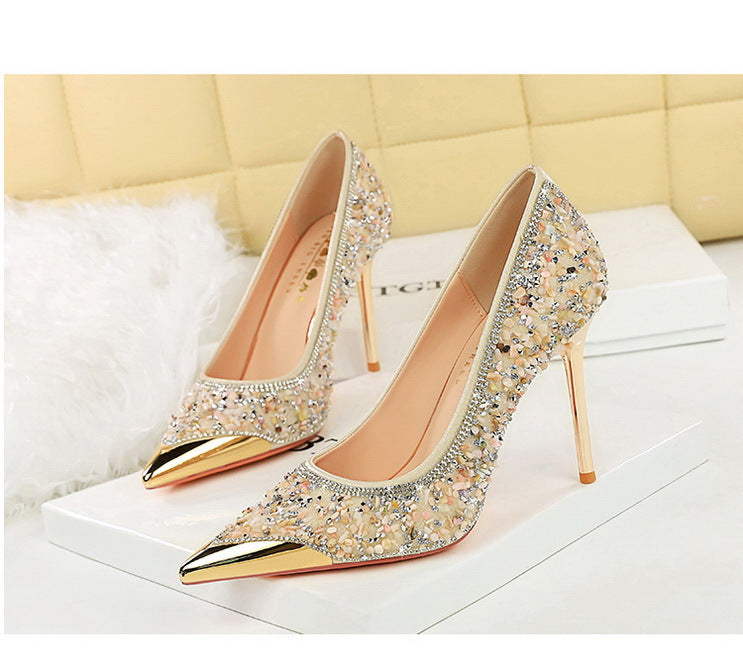 Rhinestone Pointed Toe Stiletto High Heel Pumps for Women