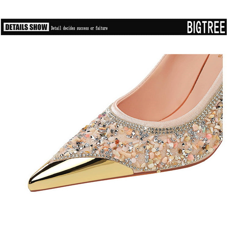 Rhinestone Pointed Toe Stiletto High Heel Pumps for Women