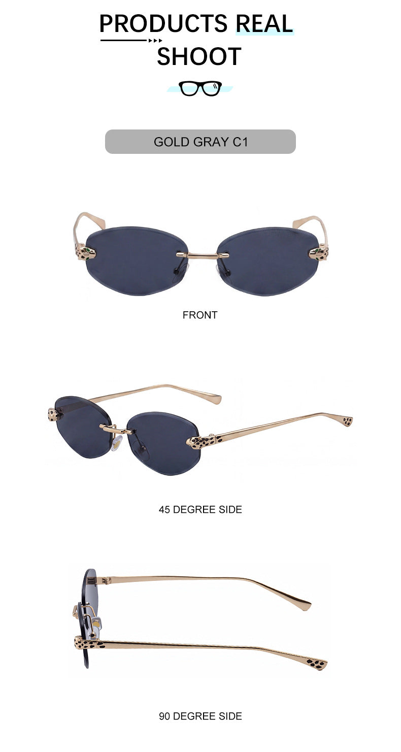 Gold Rimless Hexagon Sunglasses