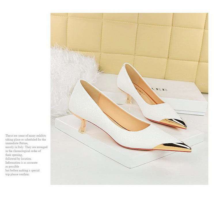Sequin Snake Pattern Pointed Toe Kitten Heel Pumps for Women