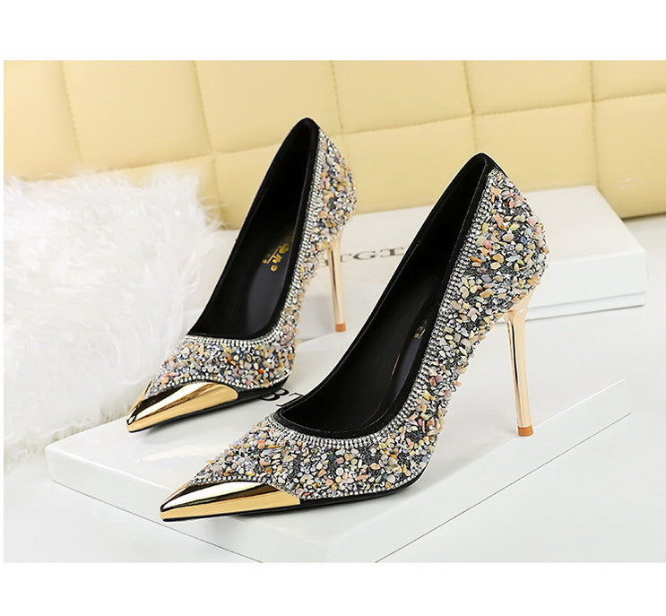 Rhinestone Pointed Toe Stiletto High Heel Pumps for Women