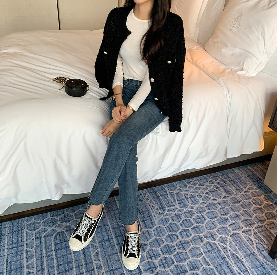 Cozy O Neck Cardigan With Pockets