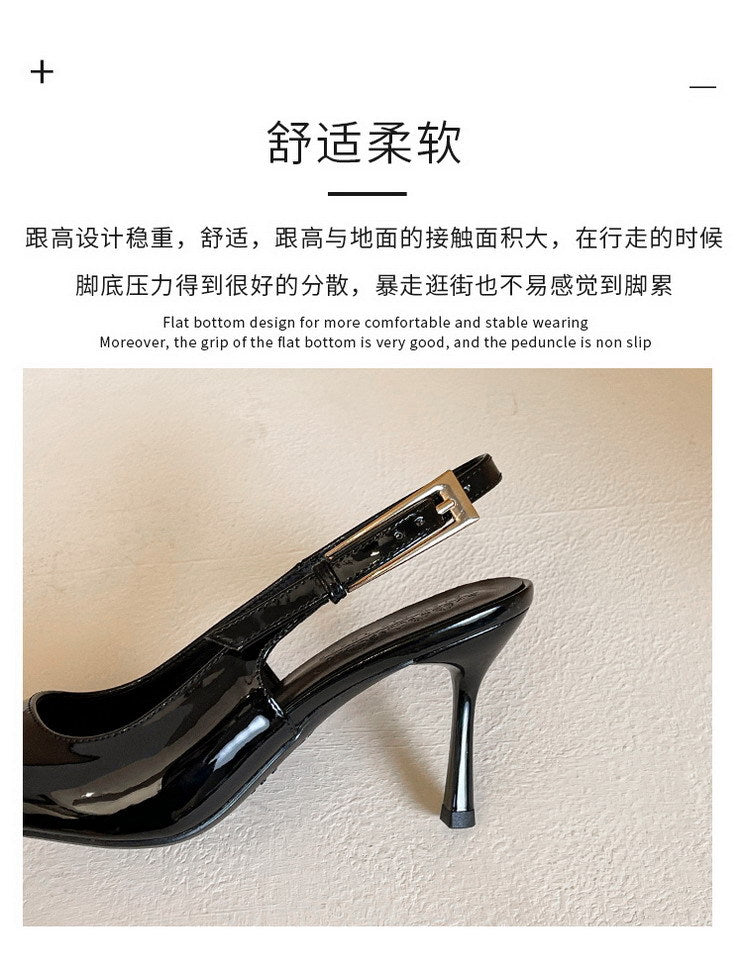 Patent Leather Buckle Strap High Heel Pumps for Women