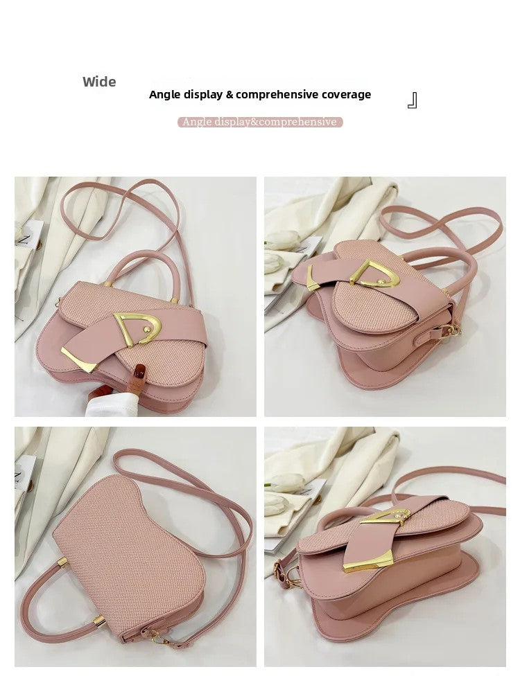 Women's Elegant Minimalist Shoulder Bag Golden-Tone Hardware Adjustable Strap Formal Purse Durable Handbag Fashionable Tote