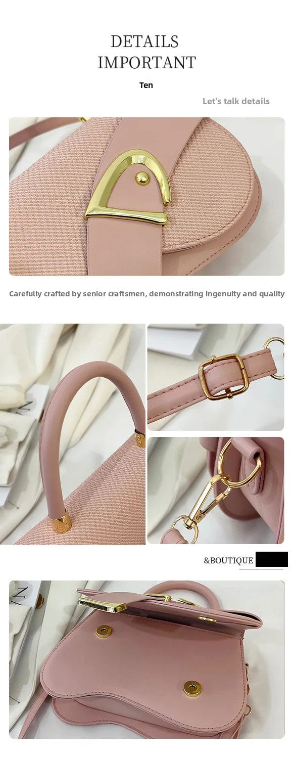 Women's Elegant Minimalist Shoulder Bag Golden-Tone Hardware Adjustable Strap Formal Purse Durable Handbag Fashionable Tote