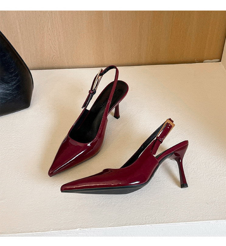Patent Leather Buckle Strap High Heel Pumps for Women