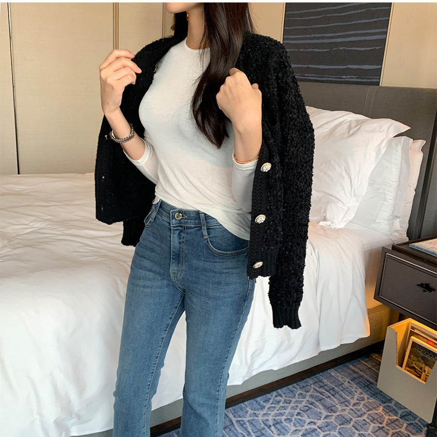 Cozy O Neck Cardigan With Pockets